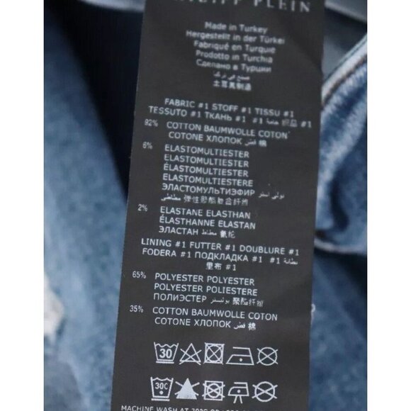 Philipp Plein Women's 25 Blue Mid Rise Distressed Slim Fit Jeans Denim Stretch - Picture 8 of 9